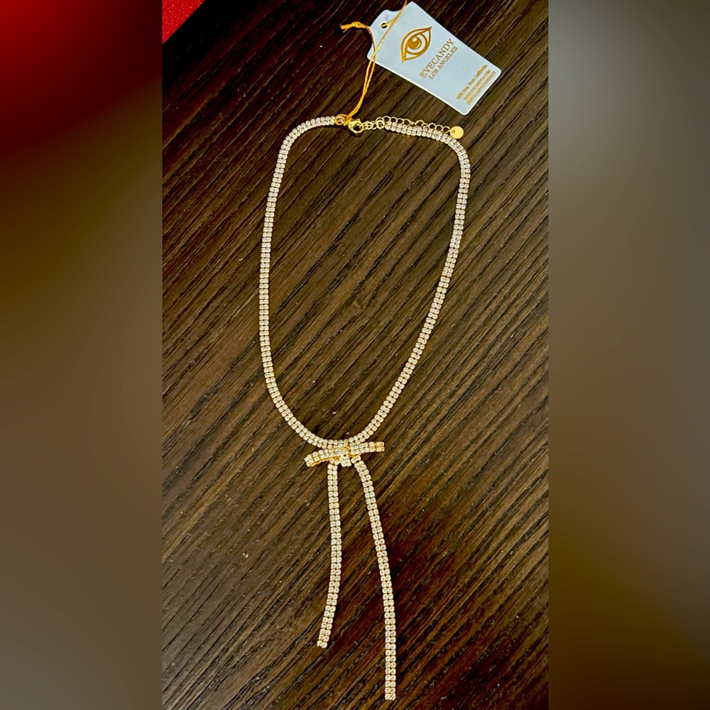 NEW Eye Candy Gold Bow Necklace